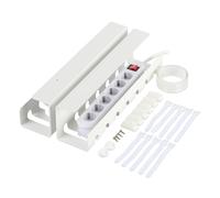 Relaxdays Desk Cable Tidy, Set of 2, Wire Management, 10 x 43 x 10 cm, Under Table Tray, Mounting Accessories, White, 100% Steel