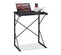 Relaxdays Desk, Compact Computer Table, Dimensions H x W x D: 75 x 60 x 40 cm, MDF & Metal, Black