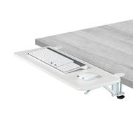 Relaxdays Desk Extension, 65 x 24 cm, Folding, with Clamps, Ergonomic Tabletop Extender, for Keyboard, Modern, White, 10% Steel 85% Fibreboard 5% Foam