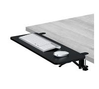 Relaxdays Desk Extension, 65 x 24 cm, Folding, with Clamps, Ergonomic Tabletop Extender, for Keyboard, Modern, Black, 10% Steel 5% Foam 85% Fibreboard