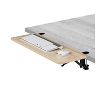 Relaxdays Desk Extension, 65 x 24 cm, Folding, with Clamps, Ergonomic Tabletop Extender for Keyboard, Wood Effect, Brown
