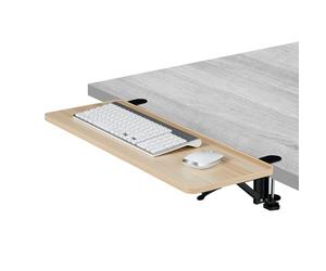 Relaxdays Desk Extension, 65 x 24 cm, Folding, with Clamps, Ergonomic Tabletop Extender for Keyboard, Wood Effect, Brown