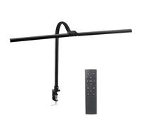 Relaxdays Desk Lamp, Remote Control & Touch, LED Double Head Lamp, 80 cm Wide, Clamp Light, Gooseneck, Black