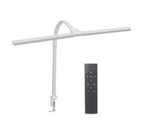 Relaxdays Desk Lamp, Remote Control & Touch, LED Double Head Lamp, 80 cm Wide, Clamp Light, Gooseneck, White
