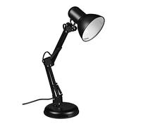Relaxdays Desk Lamp with Articulated Arm E27 Study and Office Table Lamp Flexible Lighting Metal Black