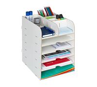 Relaxdays Desk Organiser, 12 Compartments, Letter Tray, Office Document Tray, A4 Format, HWD: 34.5 x 25 x 32 cm, White