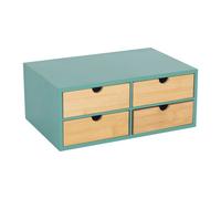Relaxdays Bamboo Desk Organizer with 4 Drawers, Office Supplies Storage, 14x33x21 cm, Mint/Natural