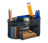 Relaxdays Desk Organiser, Modern Look, Metal Mesh, Total Dimensions: H x W x D approx. 10.5 x 22 x 11 cm, Grey, Steel