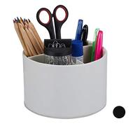 Relaxdays Desk Supplies Organiser, Round, Faux Leather, Home&Office, 3 Tiers, Pencil Holder 11.5 x 16 x 35 cm, Various C