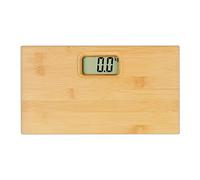 Relaxdays Digital personal scales, bamboo, narrow, up to 180 kg, W x D: 30 x 16.5 cm, kg & lbs, square bathroom scales, natural