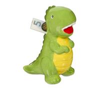 Relaxdays Dinosaur Money Box, Fun Design, Dolomite Piggy Bank, Removable Base, Savings, HWD: 19 x 10 x 15.5 cm, Green, Stone