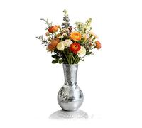 Relaxdays Disco Vase, mirrored mosaic round flower decor, 28x14x14 cm, silver