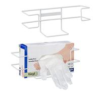 Relaxdays Dispenser, Set of 2, Holder, for Disposable Glove Boxes, HBT 10 x 27.5 x 8.5 cm, Iron, White, 100%, 10 x 27,5 x 8,5 cm
