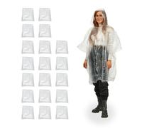 Relaxdays Disposable Rain Poncho, Set of 20