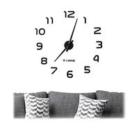 Relaxdays DIY Clock, 3D Numbers, Adhesive Wall Tattoo, Easy to Install, Variable Size, Black, EVA, acrylic, metal, 1 item