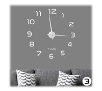Relaxdays DIY Clock, 3D Numbers, Adhesive Wall Tattoo, Easy to Install, Variable Size, Silver
