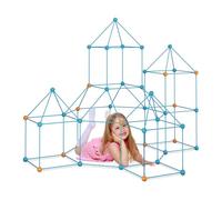 Relaxdays DIY Construction Toy, Children's Cave, 132-piece Set, Fort Building, Tube Kit, Plug-in System, Multi-Coloured, 38 x 1 x 1 cm