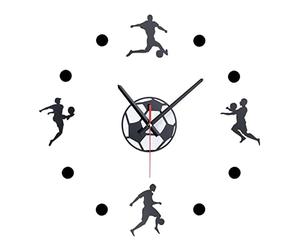 Relaxdays DIY Wall Clock, Football Decor, Stick Up, Glue, Without Numbers, Cool Design, Diameter 50-100cm, Black/White