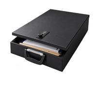Relaxdays document box, DIN A4, with combination lock, black | Carrying handle, HxWxD: 7x37x27 cm, security case