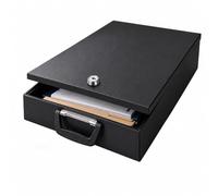 Relaxdays document box, DIN A4, with lock, 2 keys, black | Carrying handle, HWD 7 x 37 x 27 cm, security case