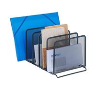 Relaxdays Document Holder, 5 Compartments, Mesh Design, File Rack, H x W x D: 19 x 20.5 x 37.5 cm, Metal, Grey