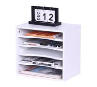 Relaxdays document holder, 5 compartments, office organiser HWD: 33 x 35.5 x 25 cm, modern, white, Fibreboard