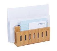 Relaxdays Document Holder Bamboo, 3 Compartments, Practical Letter and File Rack, Office, HWD: 13 x 18 x 8 cm, Natural