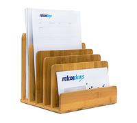 Relaxdays Document Holder Bamboo With Letter Tray 23 x 24.5 x 20.5 cm Practical Organization System For Your Desk Table Magazine, Document, Paper Holder, natural
