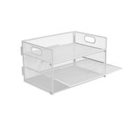 Relaxdays document holder, metal, 3 tiers, office, home office, HxWxD: 20.5x32.5x23.5 cm, desk organiser, white