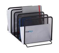 Relaxdays Document Organiser, Metal Magazine Rack, 5 Filing Compartments, Mesh Look, 18.5x20.5x37.5 cm, Black, Steel, 1 Item