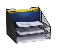 Relaxdays Document Organizer, Standing With 5 Compartments, Letter Rack, File Holder, Mesh, 24x32x29 cm, Black, Steel, 1 Item