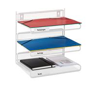 Relaxdays Document Tray, 3 Compartments, Wall Mountable, Office, H x W x D: 32 x 33 x 24.5 cm, Mesh Style, Metal, White, Steel, 32 x 33 x 24,5 cm