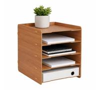 Relaxdays Document Tray, DIN A4, 5 compartments, Brown