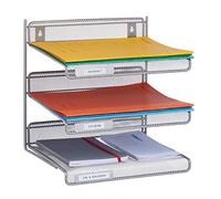 Relaxdays Document Tray, Metal, Wall Mounted or Stand Up, Format DIN A4, Office Filing System, HWD: 32x33x25 cm, Silver