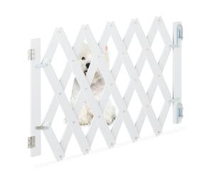 Relaxdays Dog Barrier Extendable up to 108.5 cm, 47.5-60 cm High, Bamboo, Dog Safety Gate for Stairs and Doors, White