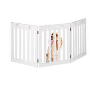 Relaxdays Dog Barrier Fence, 3-part, Free-standing, Stair Gate Protection, HxW: 60 x 153 cm, Foldable, Safety, White, Fibreboard, 60 x 153 x 2 cm