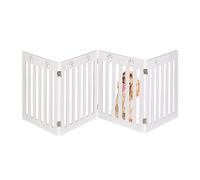 Relaxdays Dog Barrier Fence, 4-part, Free-standing, Stair Gate Protection, HxW: 60 x 204 cm, Foldable, Safety, White, Fibreboard, 60 x 204 x 2 cm