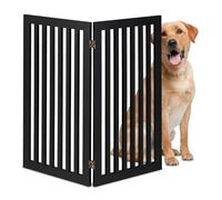 Relaxdays Dog Barrier, Freestanding Protective Gate, HxWxD: 91.5 x 103 x 2 cm, MDF, Foldable, Door Safety Guard, Black, Fibreboard