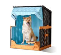 Relaxdays Dog beach chair wood & rattan in owl