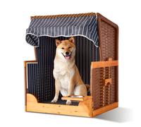 Relaxdays Dog beach chair wood & rattan in owl