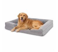Relaxdays Dog Bed, large dogs, HWD: 17x106x80 cm, grey | orthopaedic, dog cushion, waterproof, washable, memory foam, dog sofa, polyester, joint-supporting, with bolster