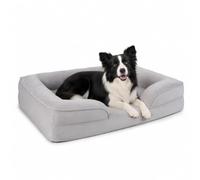 Relaxdays Dog Bed, medium-sized dogs, HWD: 17x89x63 cm, grey | orthopaedic, dog bed, waterproof, washable, memory foam, dog sofa, polyester, joint-supporting, with bolster