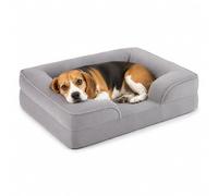 Relaxdays Dog Bed, small to medium-sized dogs, HWD: 17x71x58 cm, grey | orthopaedic, dog cushion, waterproof, washable, memory foam, dog sofa, polyester, joint-supporting, with bolster