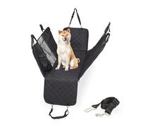 Relaxdays Dog Blanket, for Back Car, Viewing Window, Bag, Seat Belt, WxD: 209 x 143 cm, Cover Protection, Black, Cotton