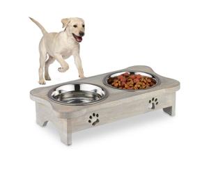 Relaxdays Dog Bowls in Bone Shaped Stand