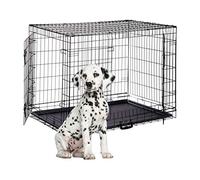 Relaxdays Dog Cage, Folding Transport Crate, Whelping Pen, 2 Doors, Floor Tray, Metal, XXXL, Black, XXL