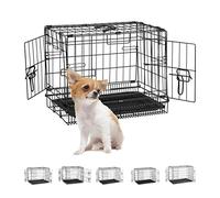 Relaxdays Dog Cage for Home, Office, Car Dog Box, Foldable, Steel Grid Box with Tray, Kennel 40 x 51 x 32 cm, Black