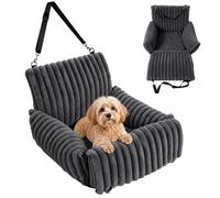 Relaxdays dog car seat, small dogs up to 8 kg, soft, washable, HxWxD: 38x48x48 cm, basket, grey