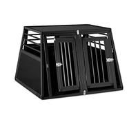 Relaxdays Dog crate car, double dog transport box, trunk, sloped, divider, HBD 68 x 97.5 x 92.5 cm, black