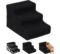 Relaxdays Dog Stairs, 3 Steps, Pets Access Ramp, Climbing Aid Bed, Sofa & Car,